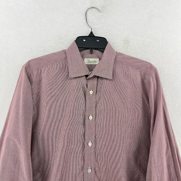 Trumaker Bobby Button Up Shirt Men Sz XL Red Micro Houndstooth Bobby Long Sleeve - Picture 6 of 13
